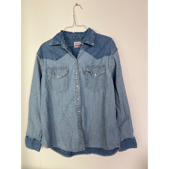 Levi's Tops - Levi's Western Shirt Dylan Jean Oversized Pearl-Snap Women Sz M